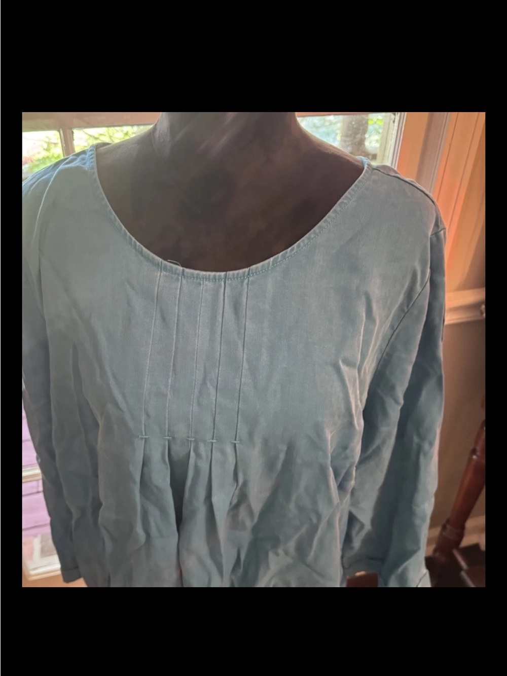 NEW with tags, Soft Surroundings Light Blue Pintuck Scoop-Neck Tunic, 1x
